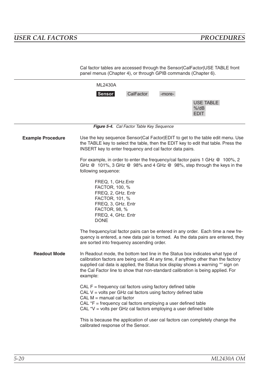User cal factors procedures | Anritsu ML2430A User Manual | Page 83 / 271