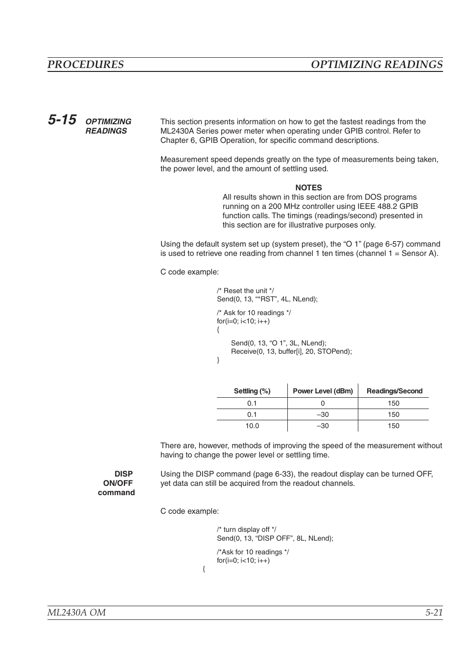 Procedures optimizing readings | Anritsu ML2430A User Manual | Page 84 / 271