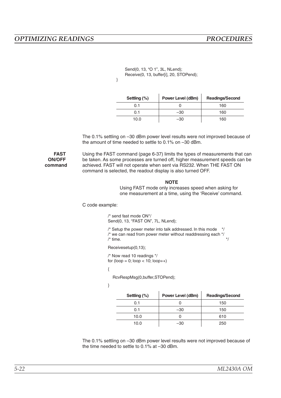 Operator maintenance -25, Optimizing readings procedures | Anritsu ML2430A User Manual | Page 85 / 271