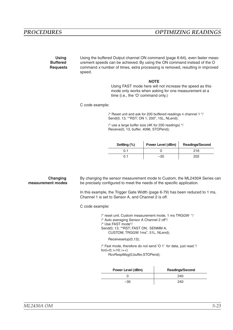 Chapter 6 - gpib operation, Introduction -1, Typographic conventions -1 | Data i/o formats -1, Procedures optimizing readings | Anritsu ML2430A User Manual | Page 86 / 271