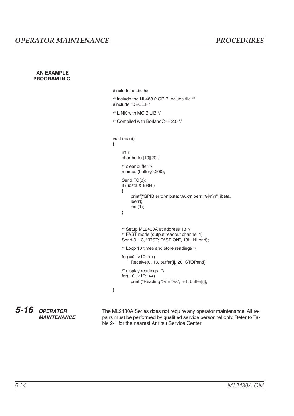 Operator maintenance procedures | Anritsu ML2430A User Manual | Page 87 / 271