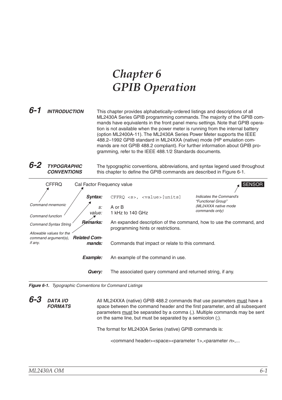 Chapter 6, Chapter 6 gpib operation | Anritsu ML2430A User Manual | Page 88 / 271