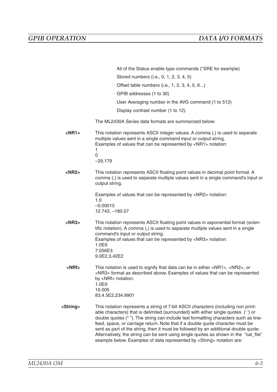 Gpib pc card setup -5, Gpib operation data i/o formats | Anritsu ML2430A User Manual | Page 90 / 271