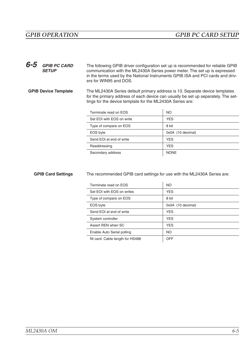 Using 488.2 gpib -7, Gpib operation gpib pc card setup | Anritsu ML2430A User Manual | Page 92 / 271