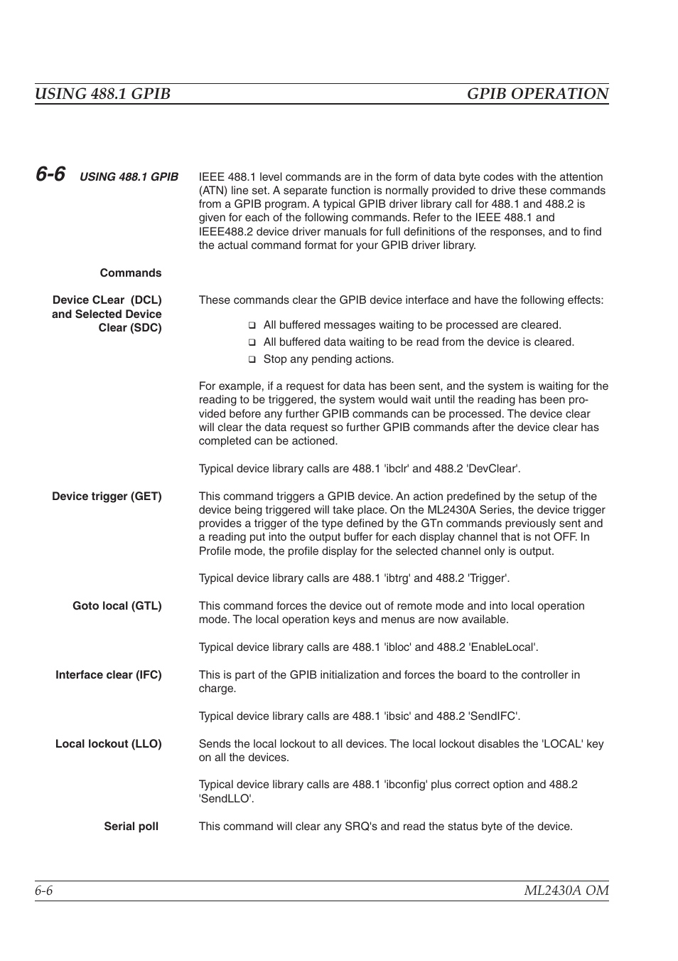 Using 488.1 gpib gpib operation | Anritsu ML2430A User Manual | Page 93 / 271