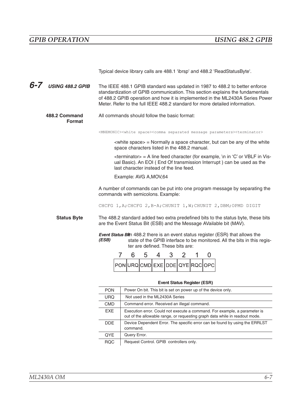 Service request status (srq) -9, Gpib operation using 488.2 gpib | Anritsu ML2430A User Manual | Page 94 / 271