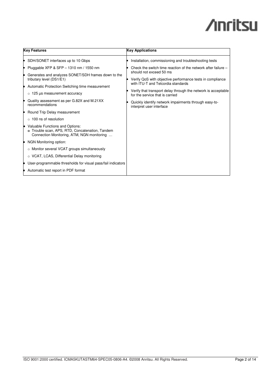 Anritsu CMA 5000 - UTA User Manual | Page 2 / 14
