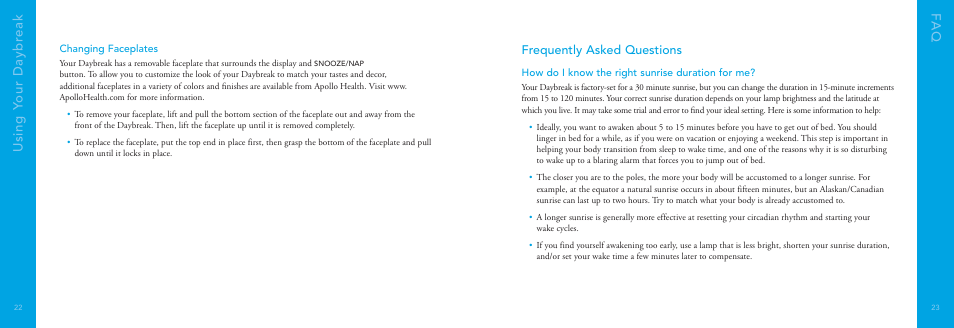 Using y our daybr eak fa q, Frequently asked questions | Philips DayBreak Duo HF3445 User Manual | Page 12 / 14