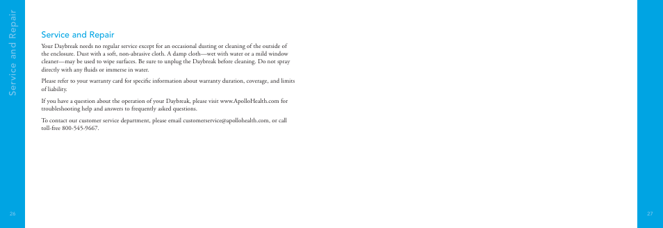 Service and repair | Philips DayBreak Duo HF3445 User Manual | Page 14 / 14