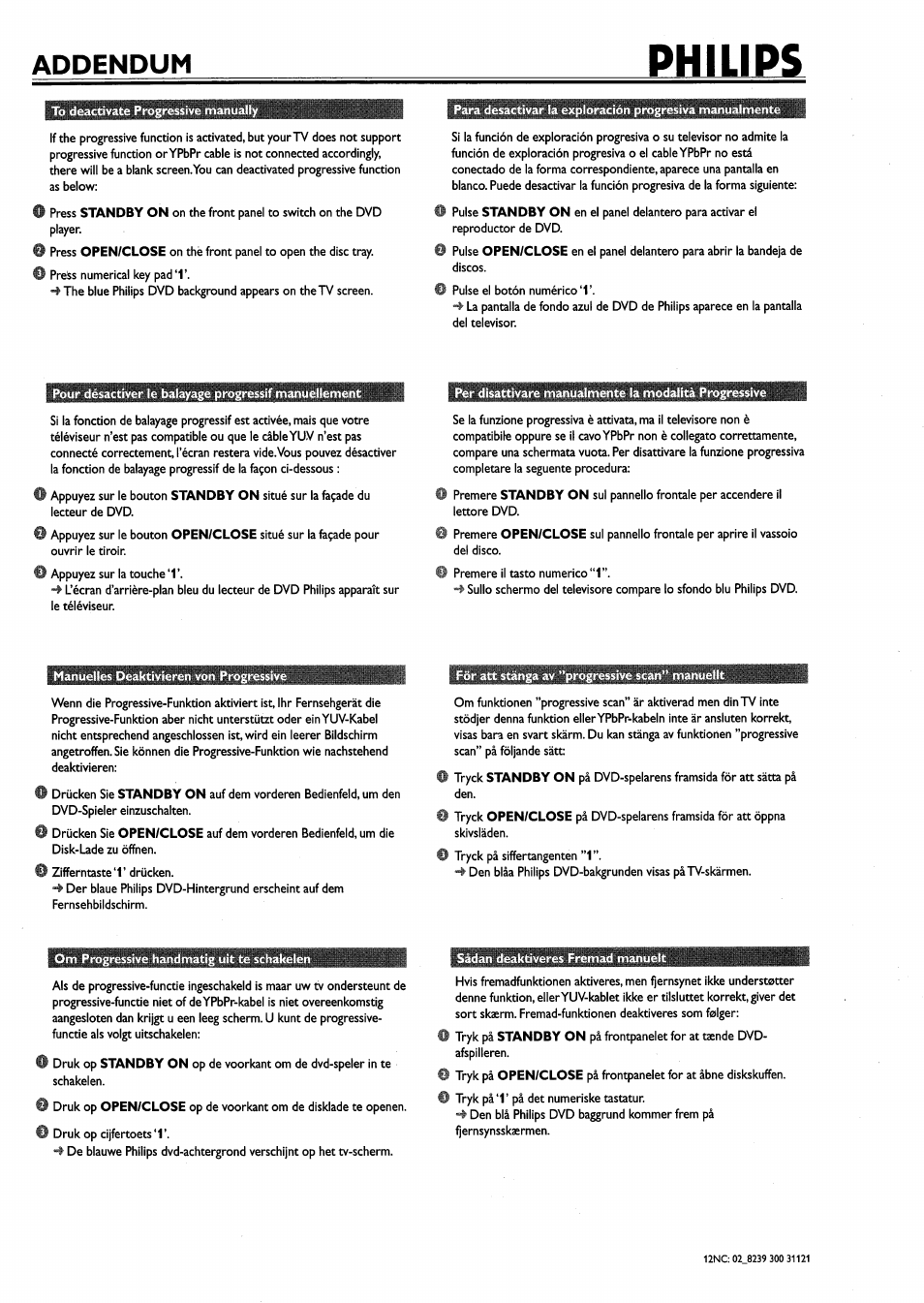 Philips, Addendum | Philips DVP642-17 User Manual | Page 38 / 42