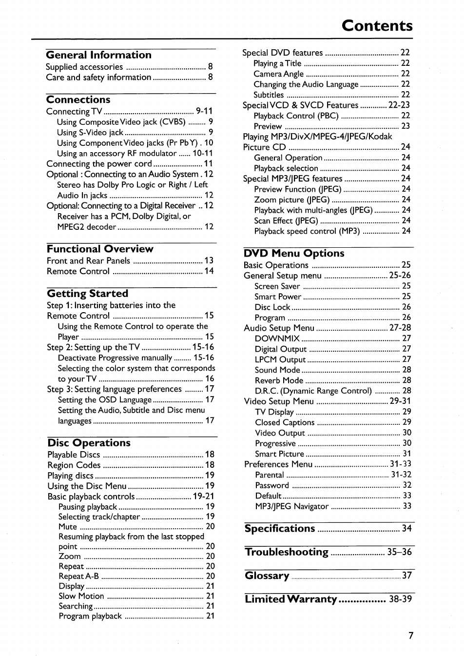 Philips DVP642-17 User Manual | Page 7 / 42