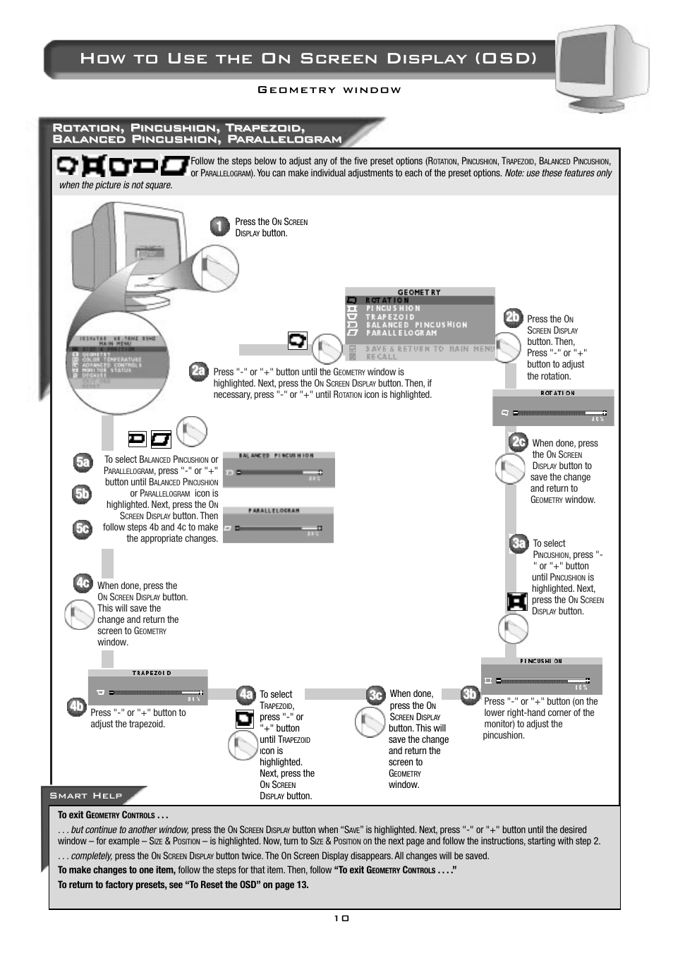 How to use the on screen display (osd) | Philips 17B2402H99 User Manual | Page 11 / 18