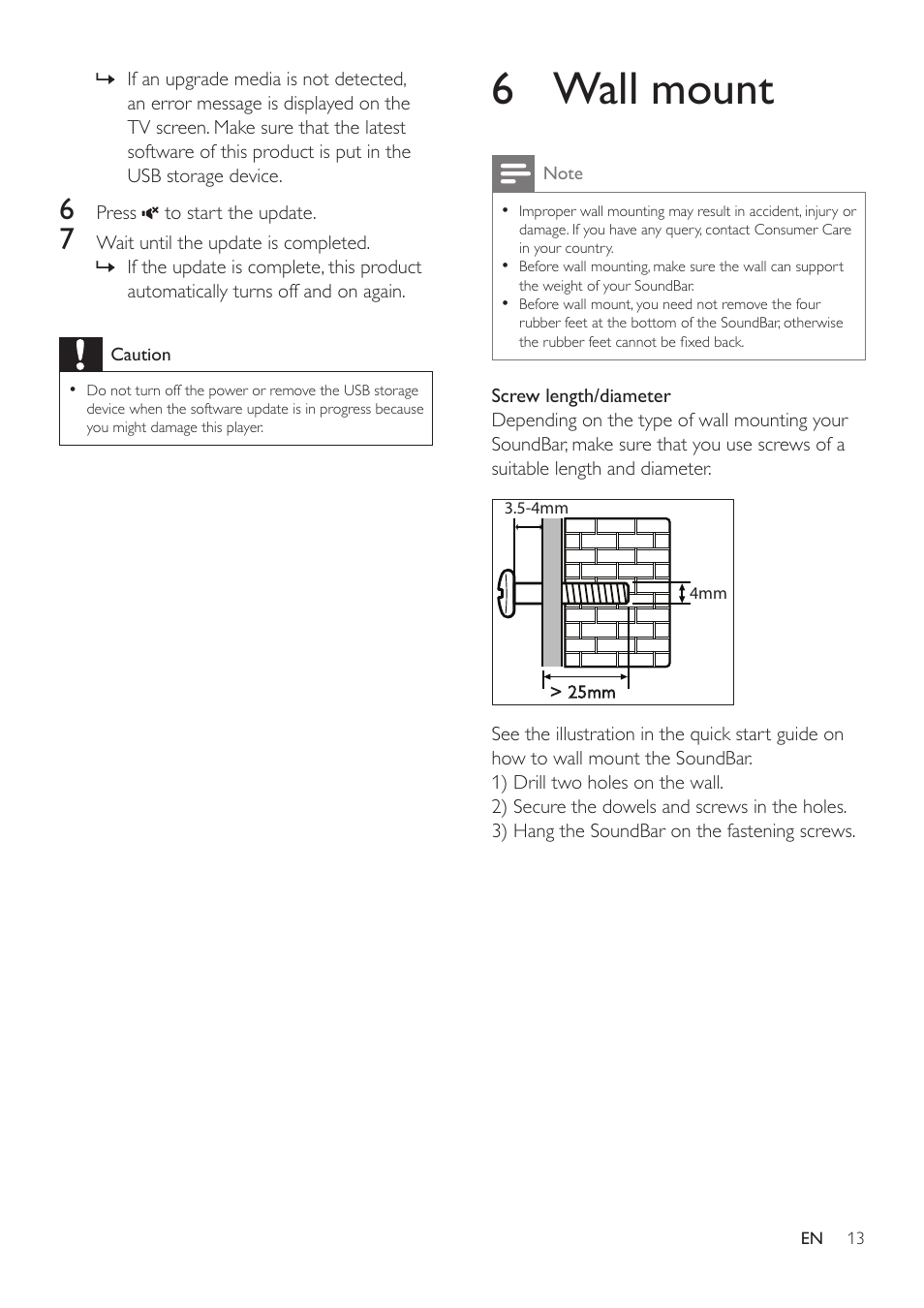 6 wall mount | Philips HTL3110B-F7 User Manual | Page 15 / 22