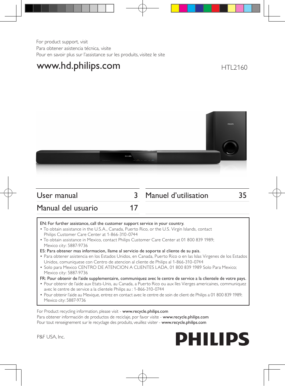 Philips HTL2160-F7 User Manual | 16 pages