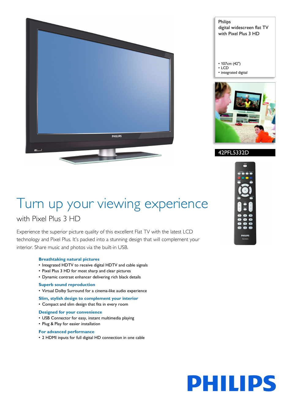 Philips 42PFL5332D-37 User Manual | 3 pages