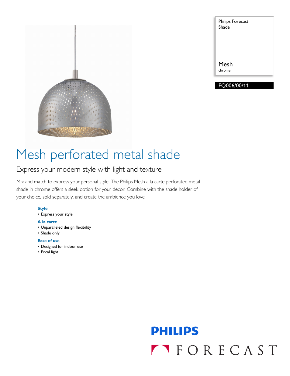 Philips FQ0060011 User Manual | 2 pages