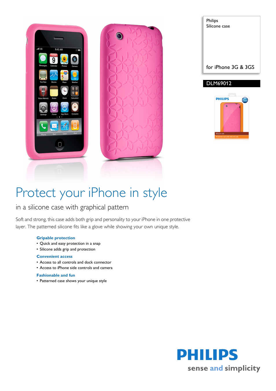 Philips Silicone case DLM69012 For iPhone 3G & 3GS User Manual | 2 pages