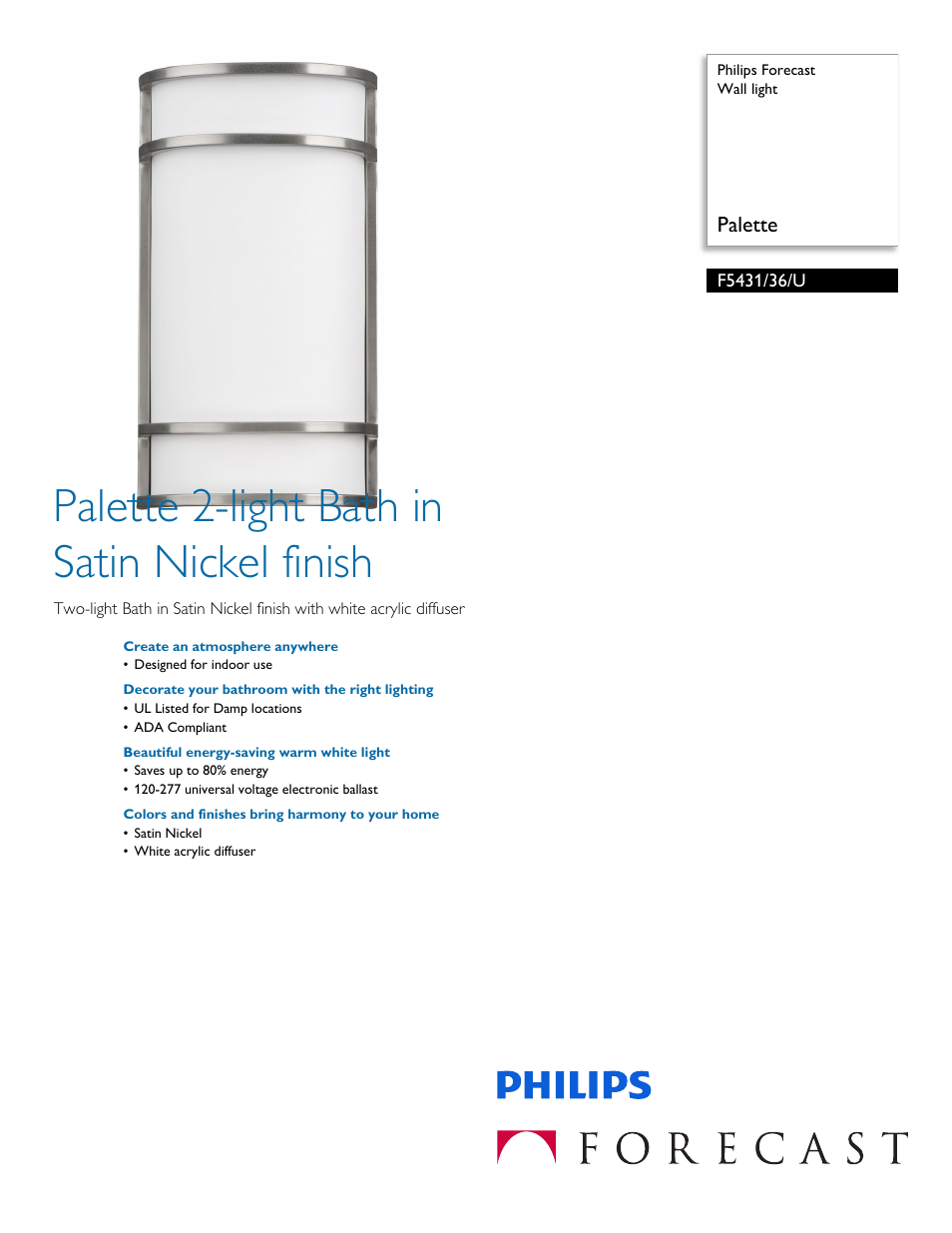 Philips F543136U User Manual | 2 pages