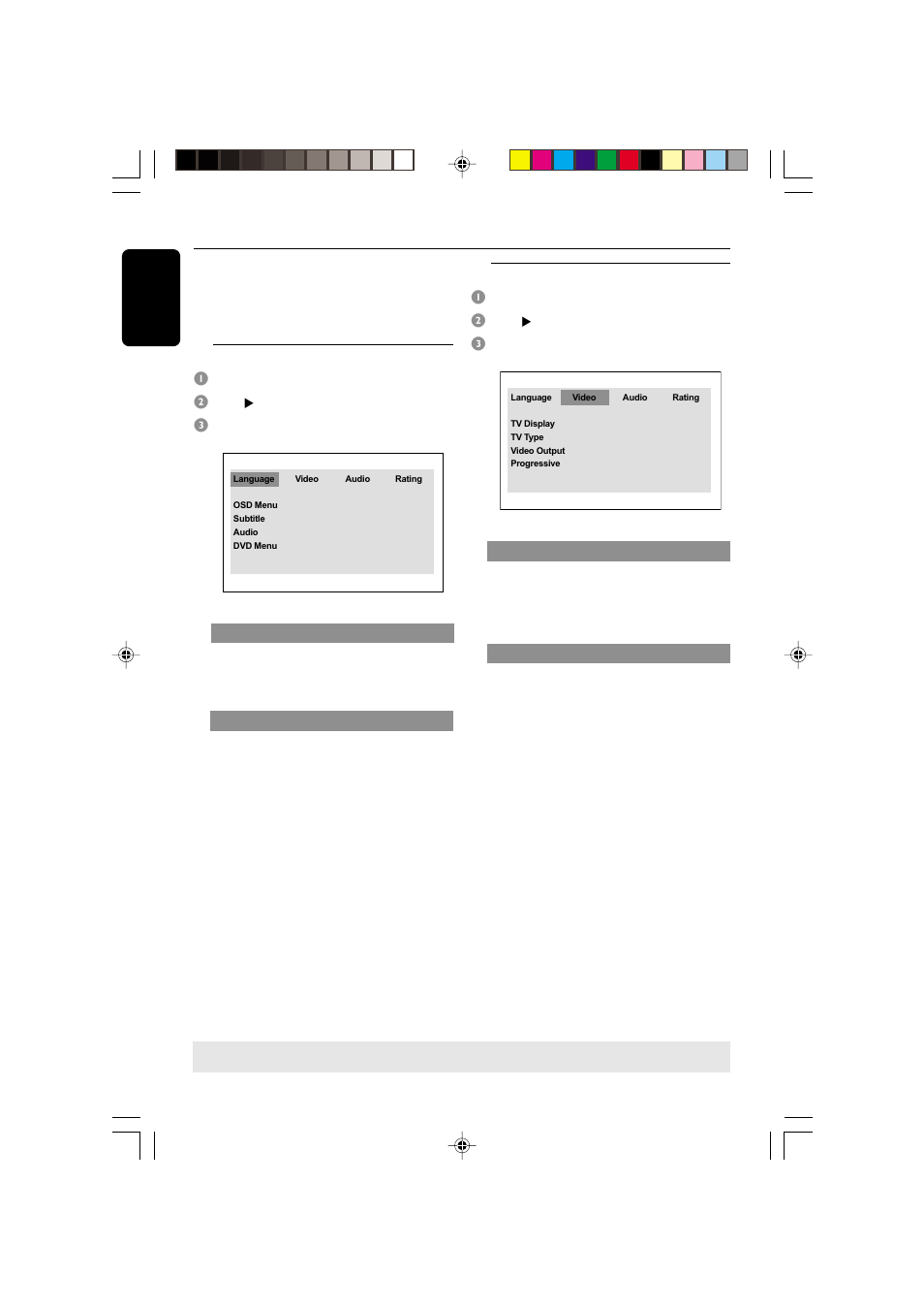 Dvd setup menu options | Philips DVD622-37 User Manual | Page 26 / 36