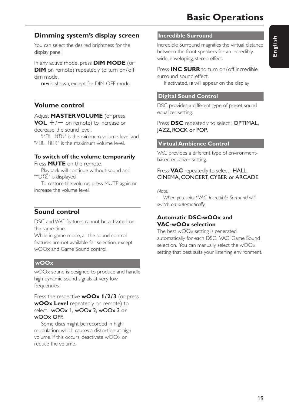 Basic operations | Philips FW-C777-37 User Manual | Page 19 / 28