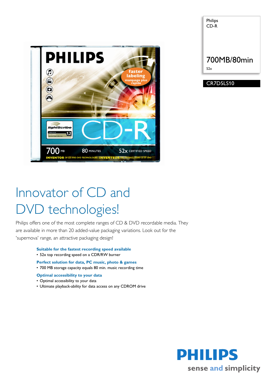 Philips CR7D5LS10-17 User Manual | 2 pages