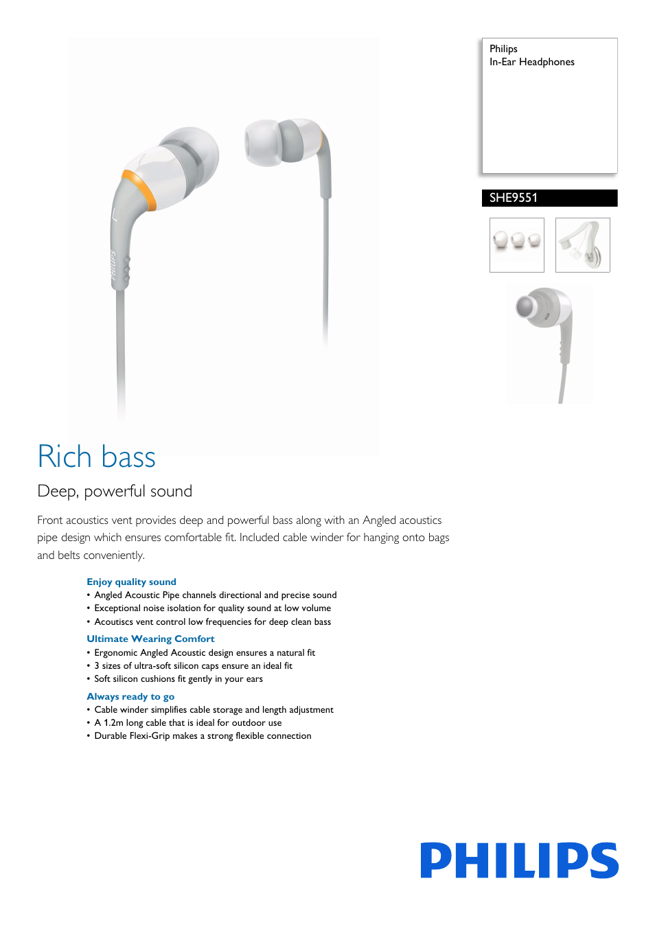 Philips SHE9551-28 User Manual | 2 pages