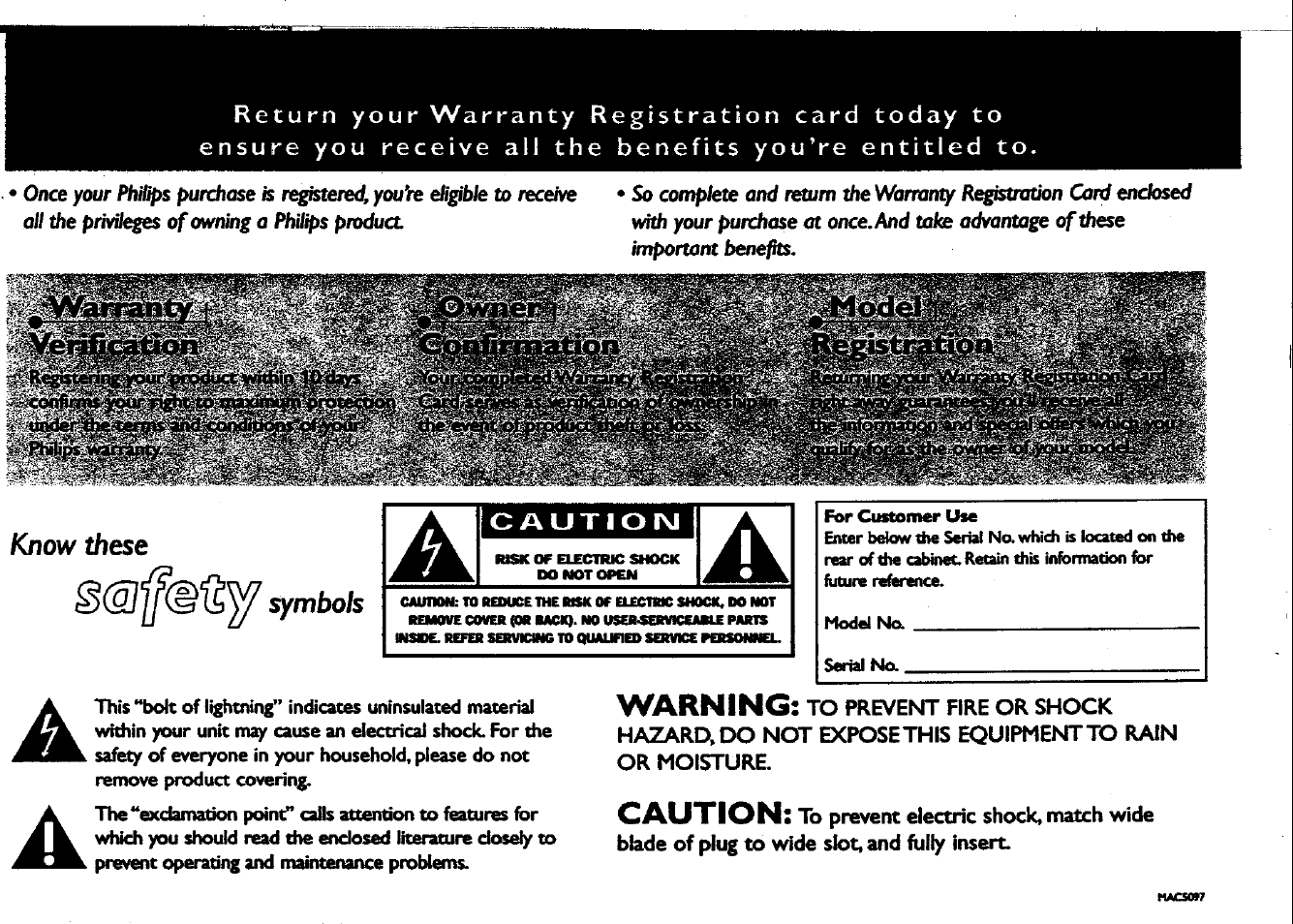 Philip, Warning, Caution | Philips FWC150 User Manual | Page 2 / 28