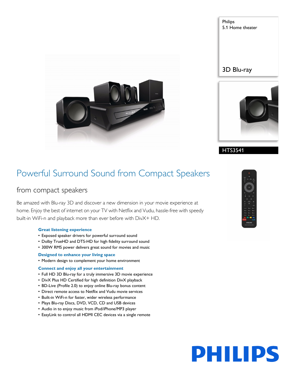 Philips HTS3541-F7 User Manual | 3 pages