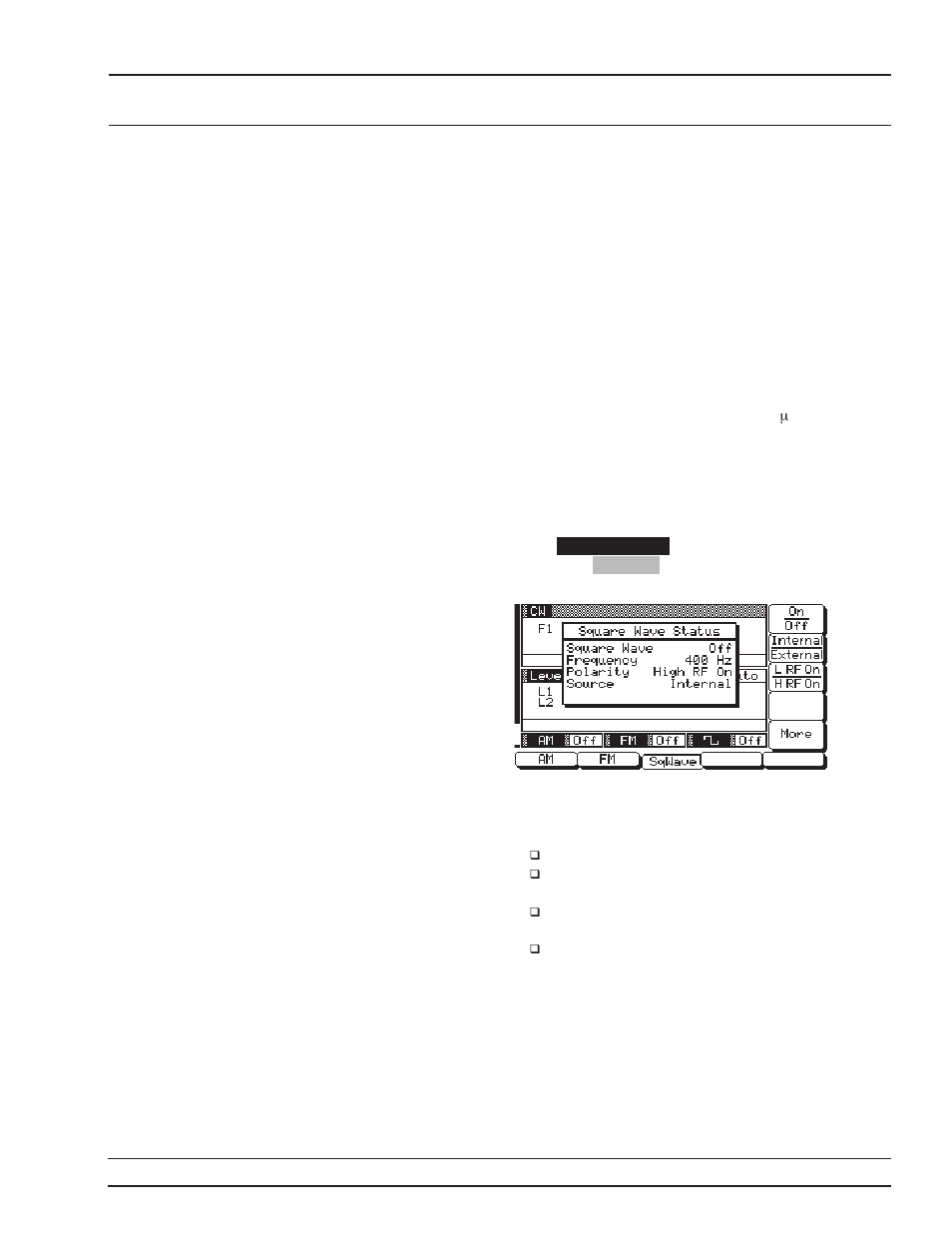 Square wave modulation operating modes 3-77, Providing square wave modulation 3-77, Operating modes, 3-77 | Providing square wave modulation, 3-77, Local (front signal panel) operation modulation | Anritsu 681XXC User Manual | Page 110 / 241