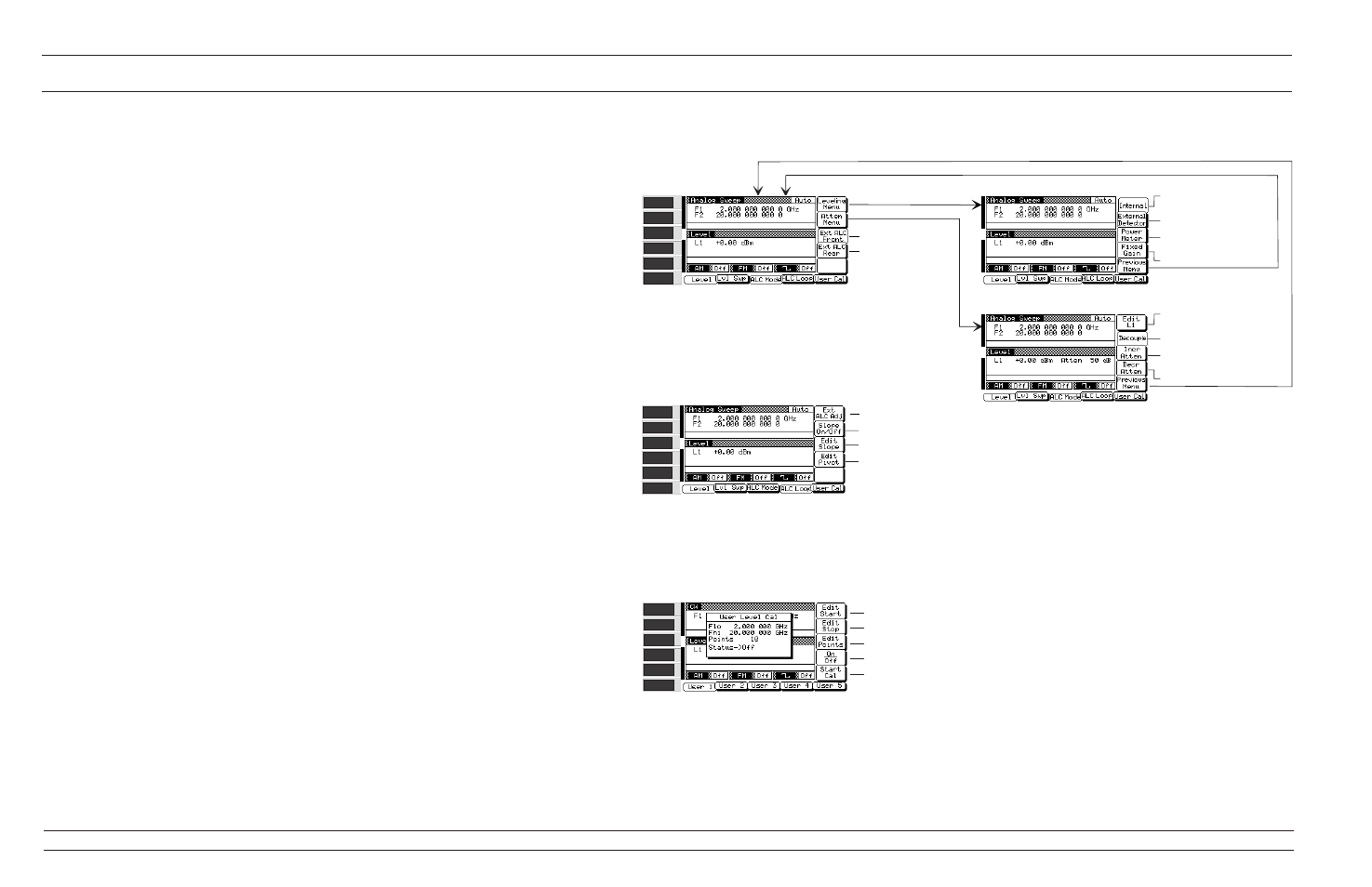 Menu map, 4-14, Leveling modes, 4-14, Local operation leveling –menu maps modes | Anritsu 681XXC User Manual | Page 140 / 241