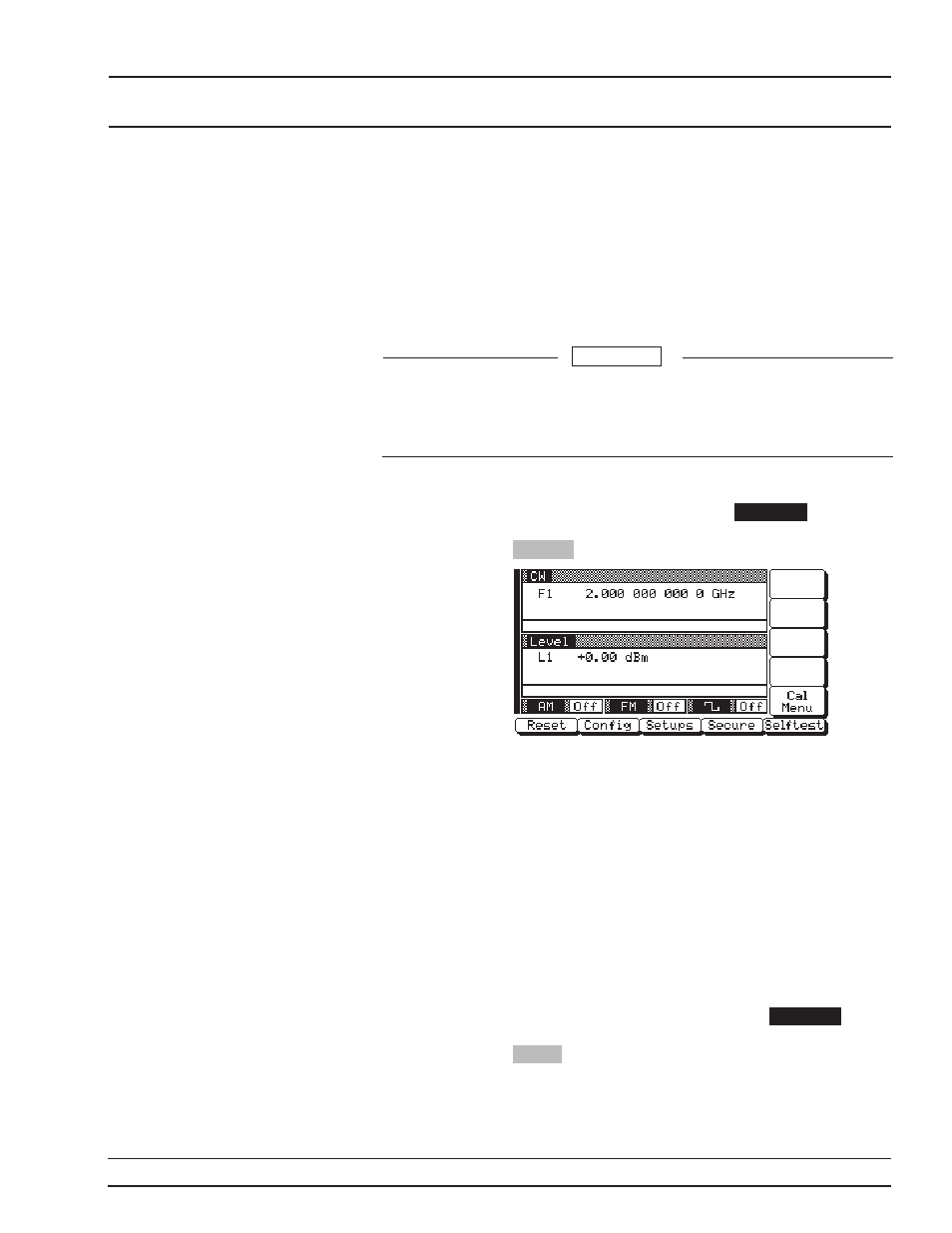 Self-testing the 681xxc 3-15, Resetting to default parameters 3-15, From system menu, 3-15 | Local (front instrument panel) operation start-up | Anritsu 681XXC User Manual | Page 48 / 241