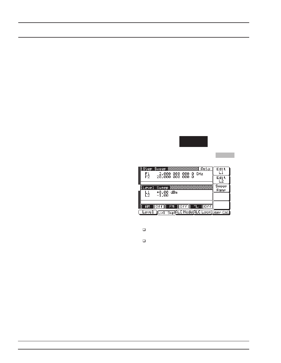 Selecting a sweep frequency/step power mode 3-58, Selecting a sweep frequency/step power mode, 3-58, Selecting a sweep frequency/step power mode . 3-58 | Anritsu 681XXC User Manual | Page 91 / 241