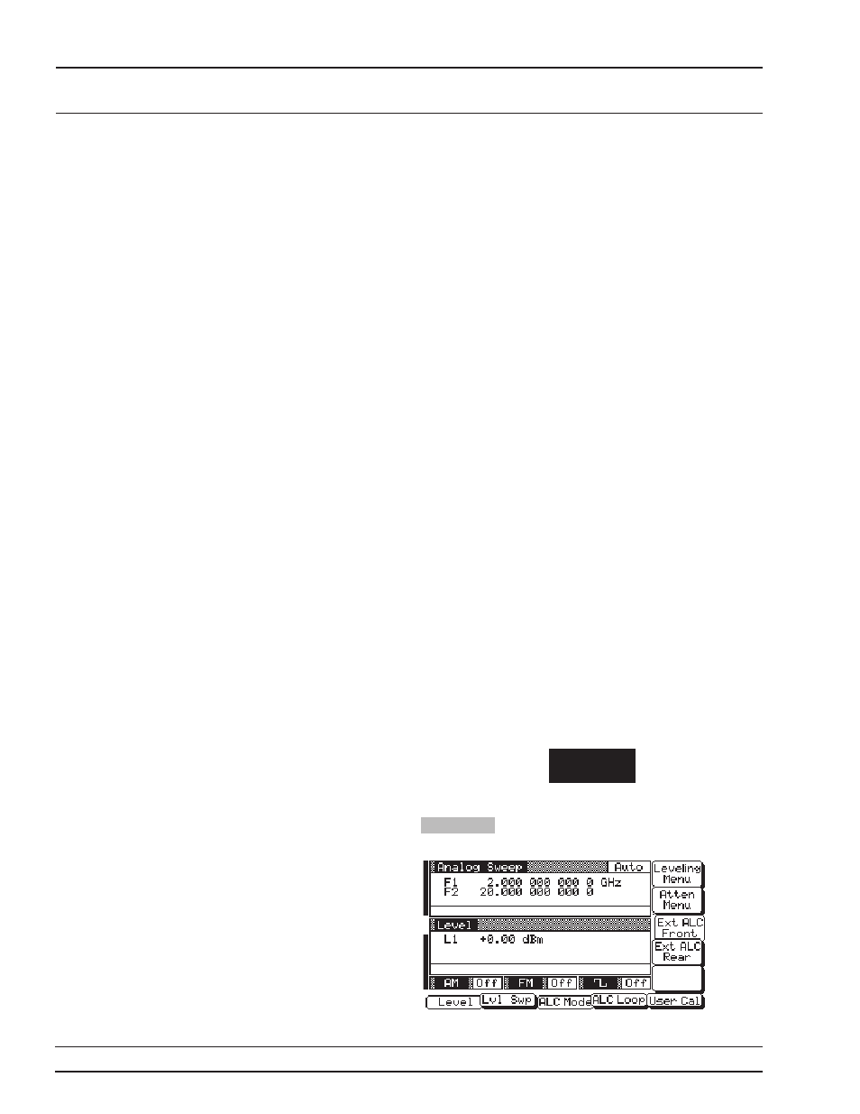 11 leveling operations 3-60, Selecting a leveling mode 3-60, Alc, 3-60 | Selecting a leveling mode, 3-60, Leveling operations -60, Selecting a leveling mode -60, Local (front leveling panel) operation operations | Anritsu 681XXC User Manual | Page 93 / 241