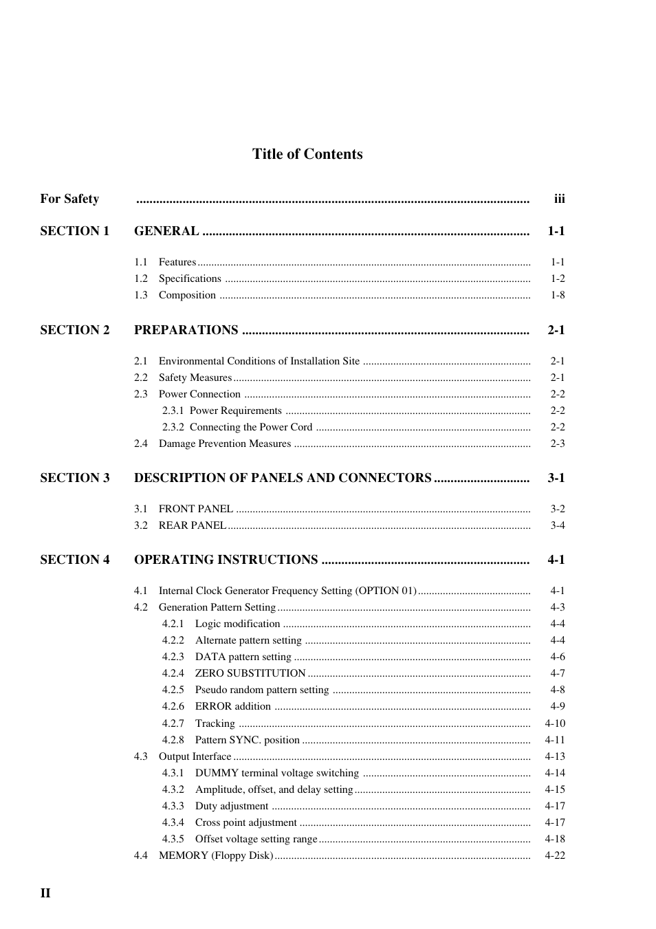 Title of contents | Anritsu MP1763C User Manual | Page 14 / 78