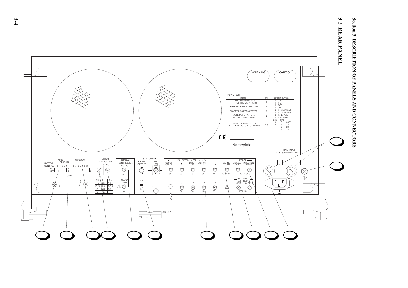 2 rear panel, 4 3.2 rear panel, Nameplate | Anritsu MP1763C User Manual | Page 32 / 78