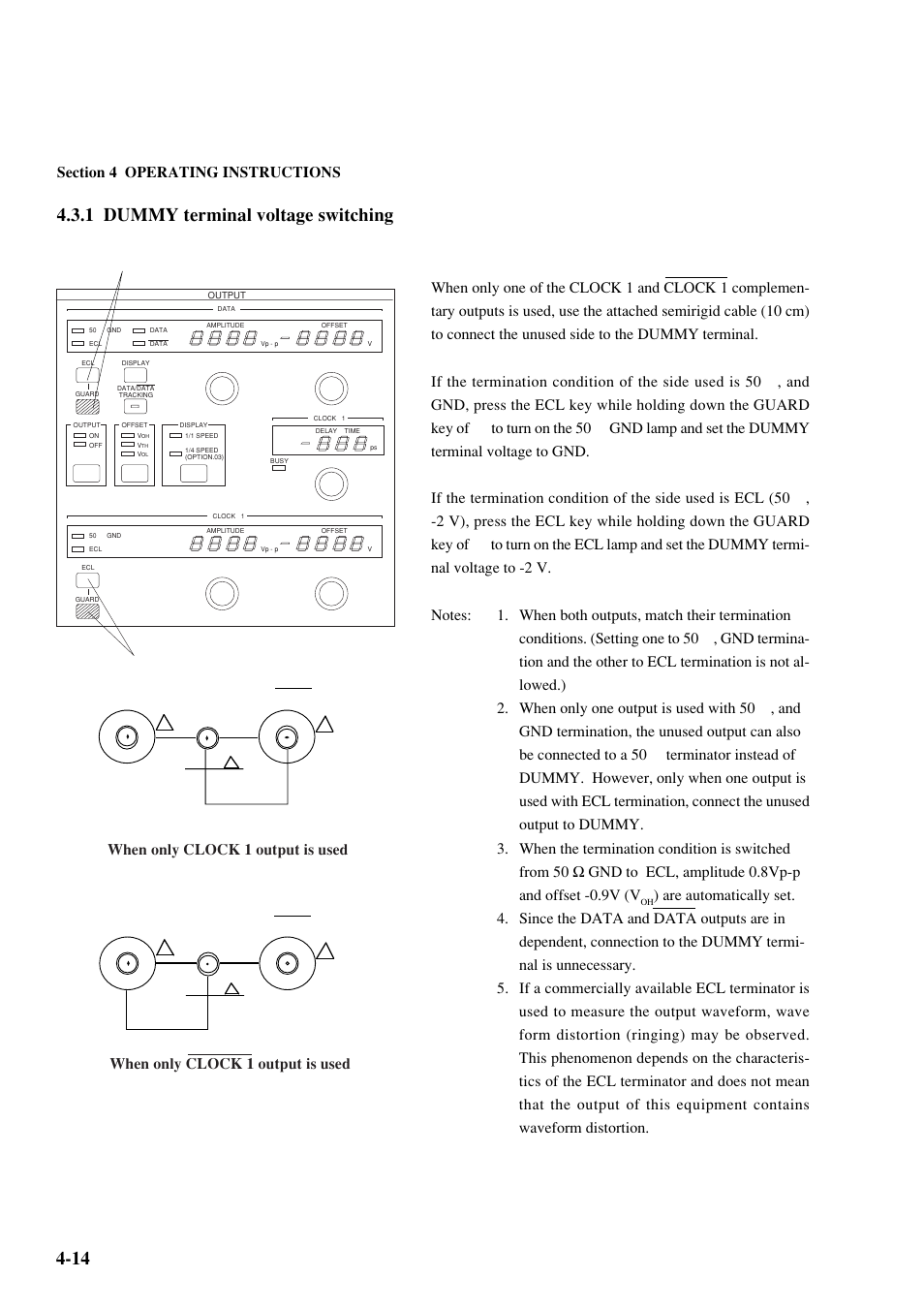 1 dummy terminal voltage switching, When only clock 1 output is used | Anritsu MP1763C User Manual | Page 48 / 78
