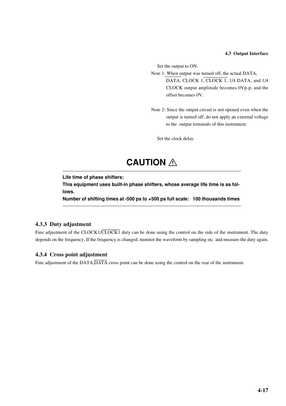 3 duty adjustment, 4 cross point adjustment, Caution | Anritsu MP1763C User Manual | Page 51 / 78