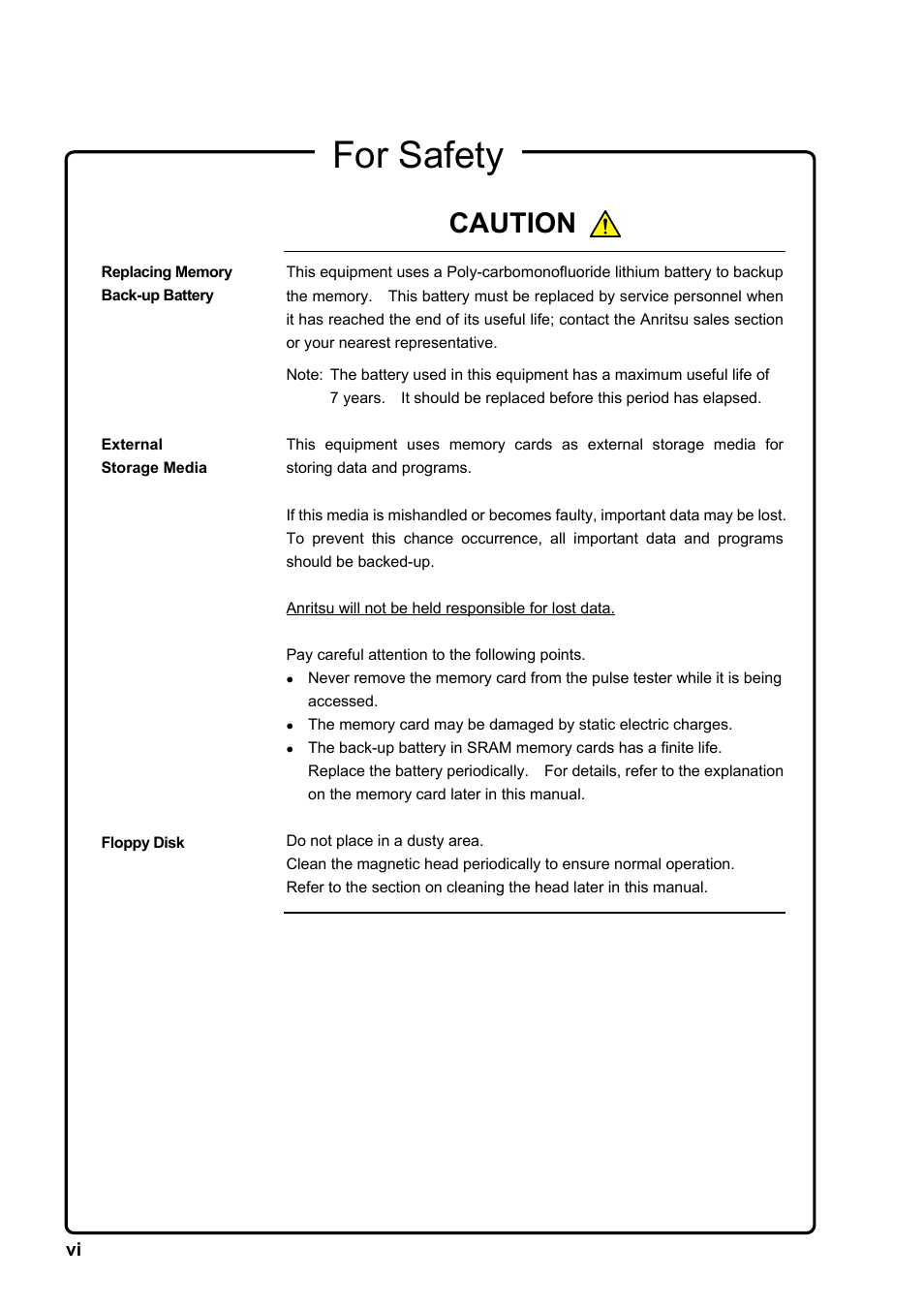 For safety, Caution | Anritsu MP1763C User Manual | Page 6 / 78