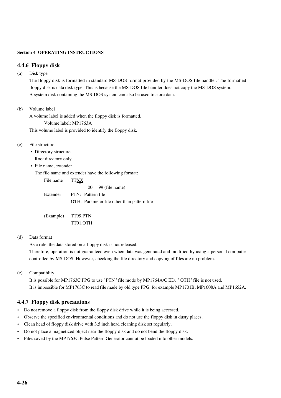 6 floppy disk, 7 floppy disk precautions | Anritsu MP1763C User Manual | Page 60 / 78