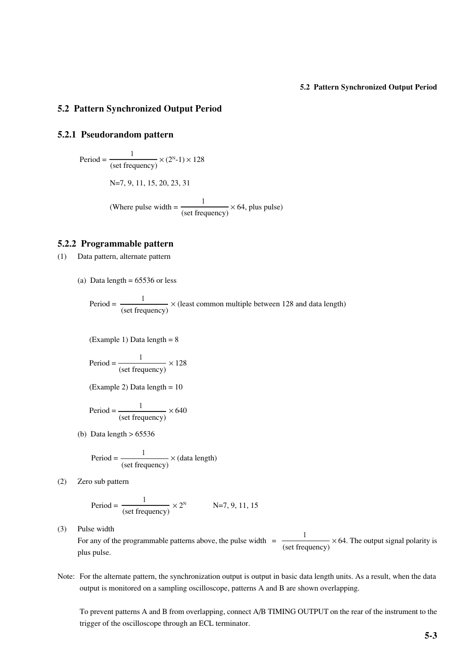 2 pattern synchronized output period, 1 pseudorandom pattern, 2 programmable pattern | Anritsu MP1763C User Manual | Page 65 / 78