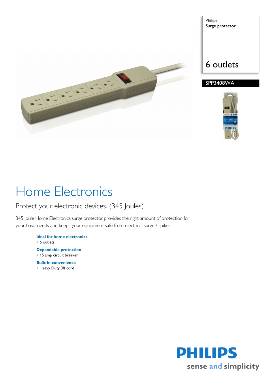 Philips SPP3408WA-17 User Manual | 2 pages