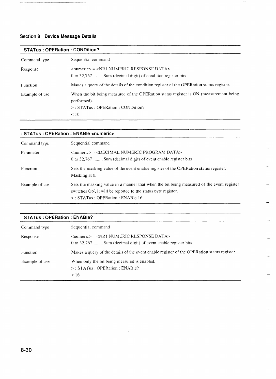 Status : operation : condition, Status : operation : enabie | Anritsu MP1777A User Manual | Page 107 / 132
