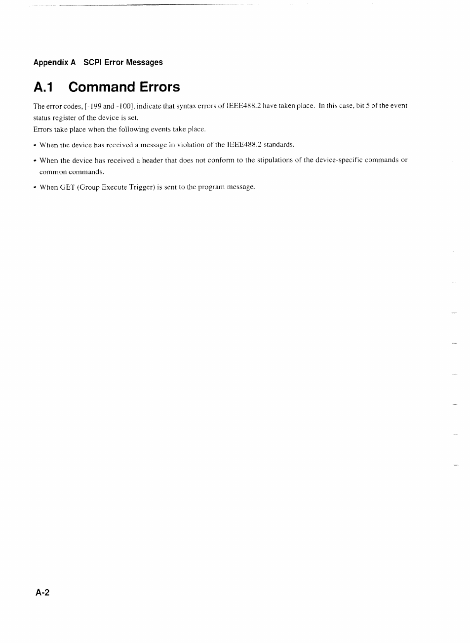 A.1 command errors | Anritsu MP1777A User Manual | Page 113 / 132