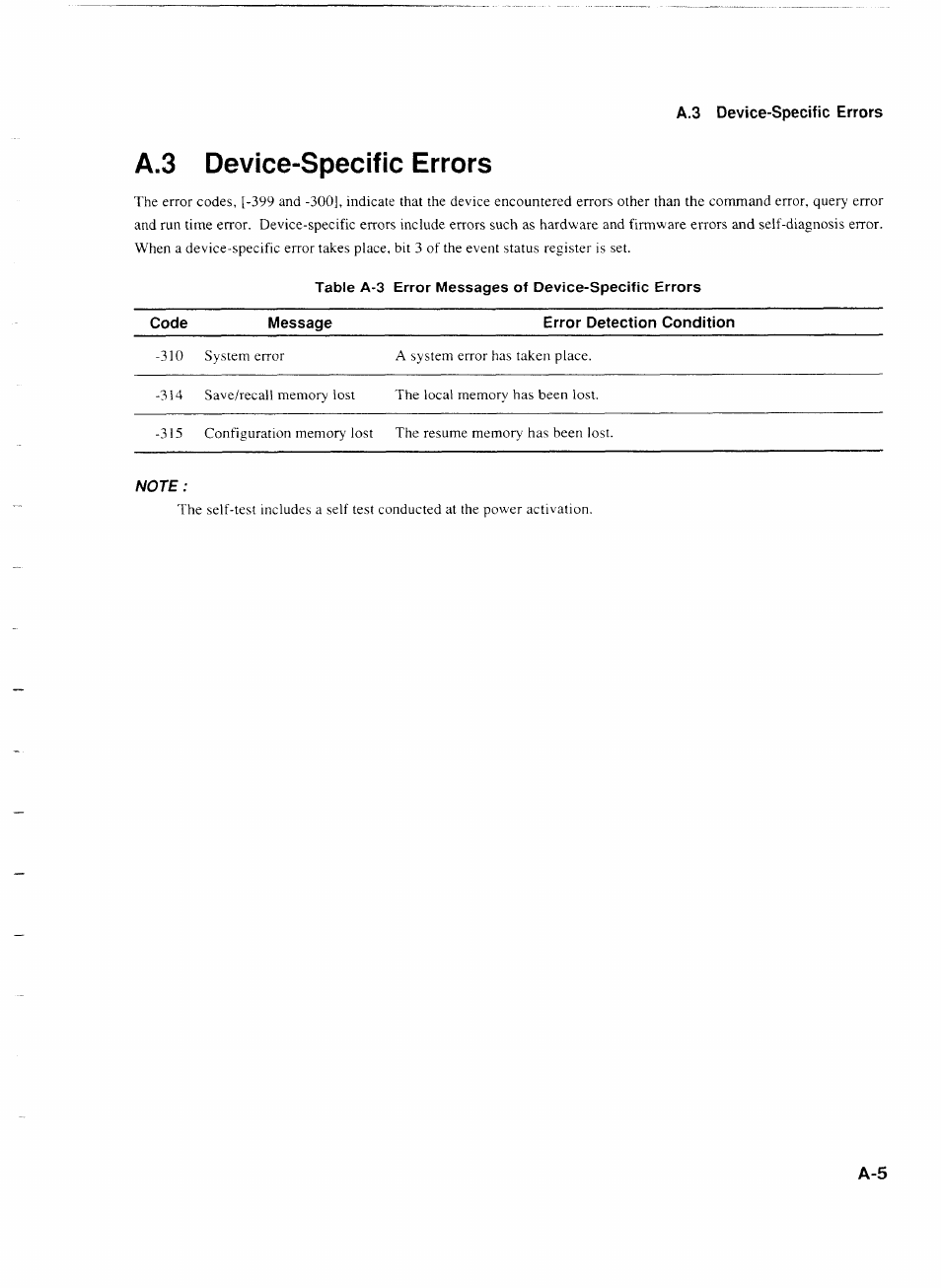 A.3 device-specific errors | Anritsu MP1777A User Manual | Page 116 / 132