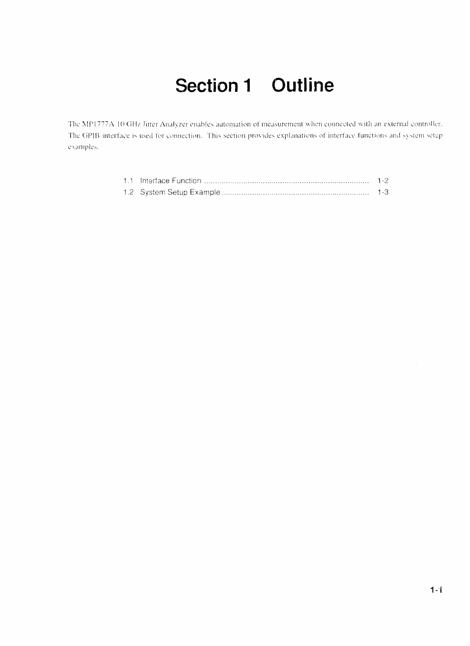 Section 1 outline, Section 1 outline -1 | Anritsu MP1777A User Manual | Page 14 / 132