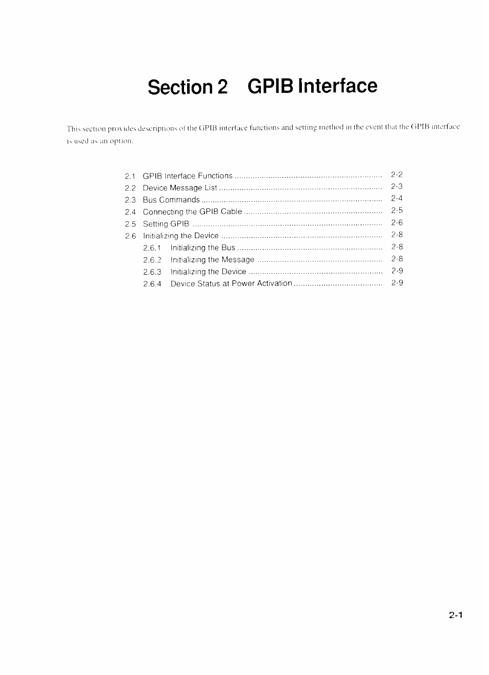 Section 2 gpib interface, Section 2 gpib interface -1 | Anritsu MP1777A User Manual | Page 18 / 132
