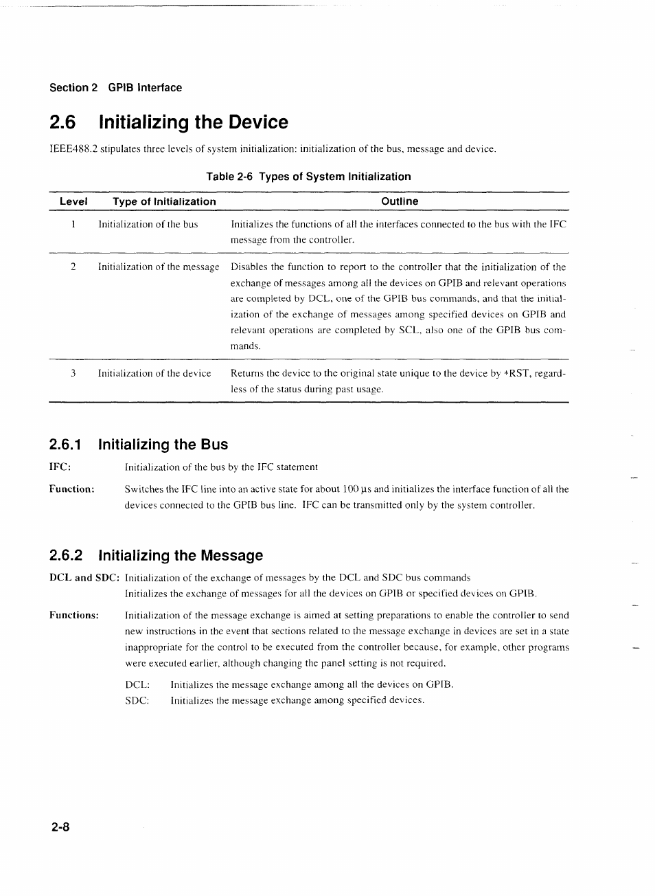 6 initializing the device, 1 initializing the bus, 2 initializing the message | 6 initializing the device -8, Initializing the bus -8 | Anritsu MP1777A User Manual | Page 25 / 132