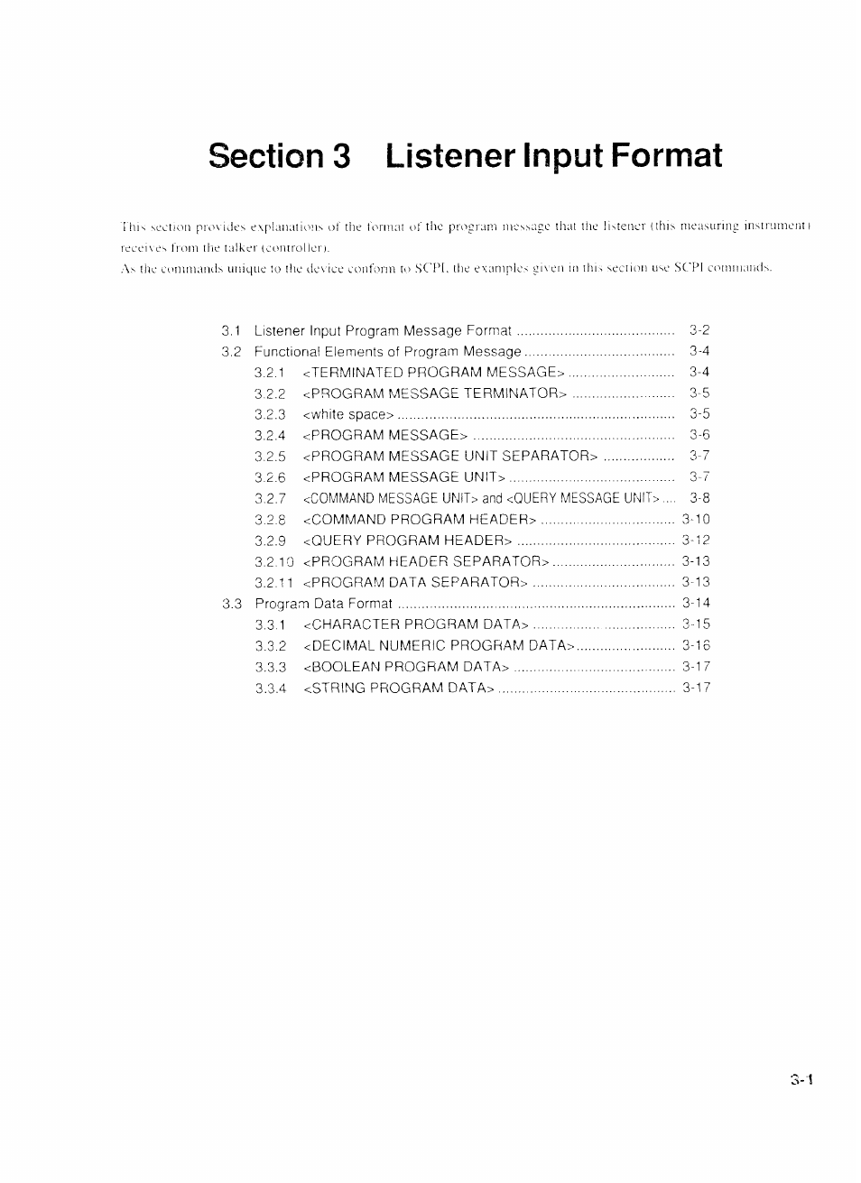 Section 3 listener input format, Sections listener input format -1 | Anritsu MP1777A User Manual | Page 28 / 132