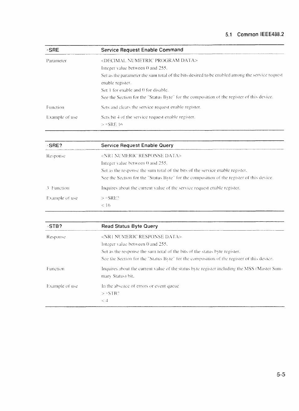 Service request enable query, Read status byte query | Anritsu MP1777A User Manual | Page 56 / 132