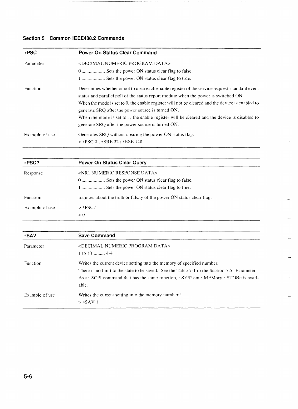 I<psc, Power on status clear query, Save command | Anritsu MP1777A User Manual | Page 57 / 132